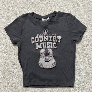 Gray county graphic crop top